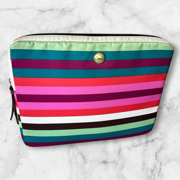 Coach Accessories - Coach Legacy Stripe Laptop Computer Case 14 inch Sateen Zipper Closure